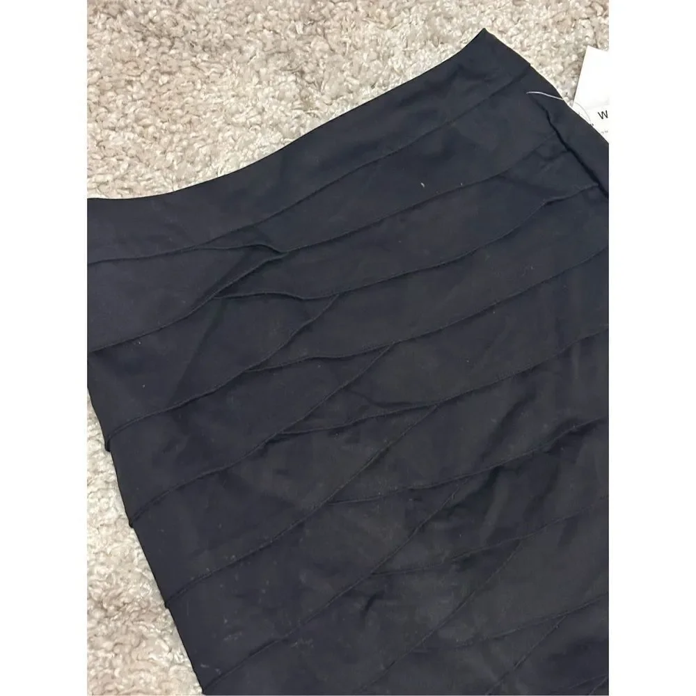 NEW WITH TAGS VINTAGE Larry Levine Stretch KNEE length Skirt Size 6 black with s